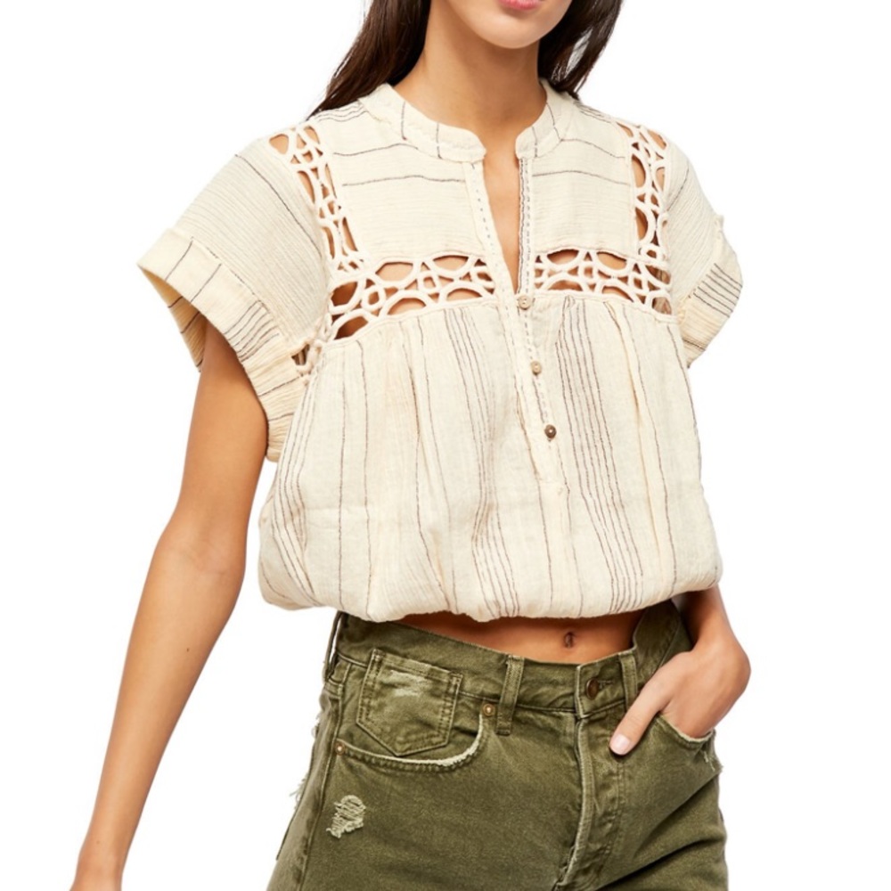 FREE PEOPLE Cedar Lace Pullover Top XS NWT